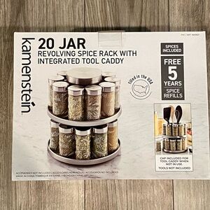Silver Revolving Spice Rack with Integrated Tool Caddy New, Unopened & Unused.